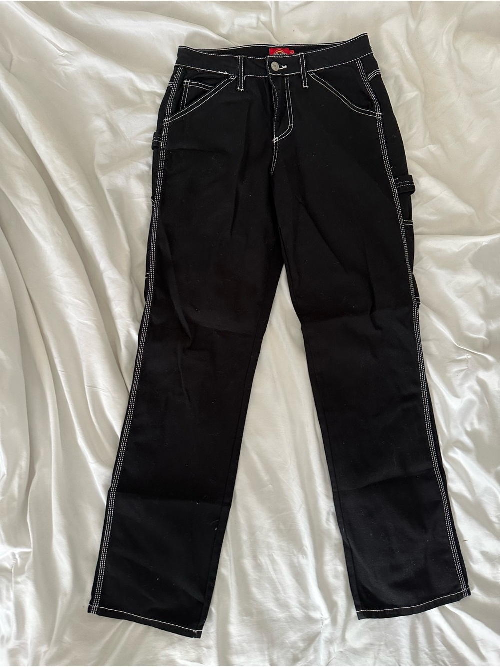 Dickies Black Contrast-Stitch Carpenter Pants